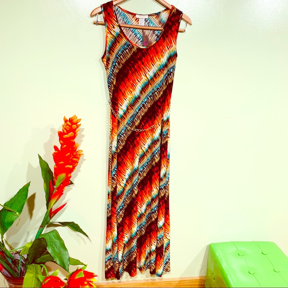 Prelude Belted  Gold Chain Maxi Dress